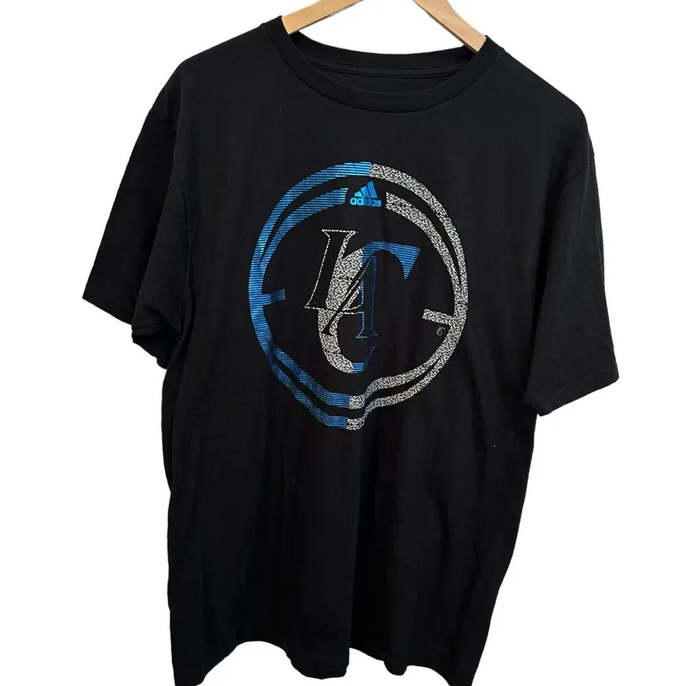 Los Angeles LA Clippers Adidas The Go To Tee Graphic Shirt Black Shinny Sz Large